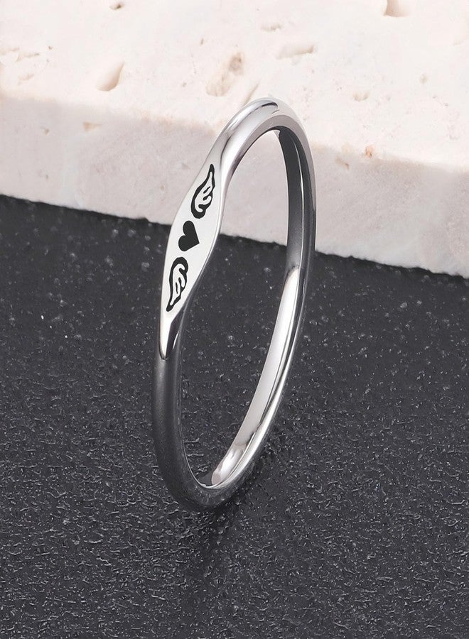 TACBSP For Memorial,Angel Wing Heart Ring,Stainless Steel Tiny Heart With Wings Ring,Missing You Forever Ring,Angel Wings Ring,Sympathy Memorial Jewelry for Loss of Loved One (sliver, 9) - Image 2